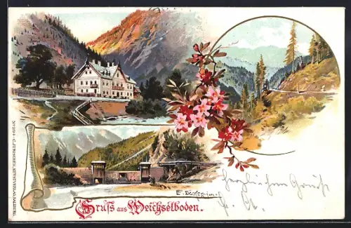 Künstler-AK E. Döcker: Weichselboden, Ortsansichten