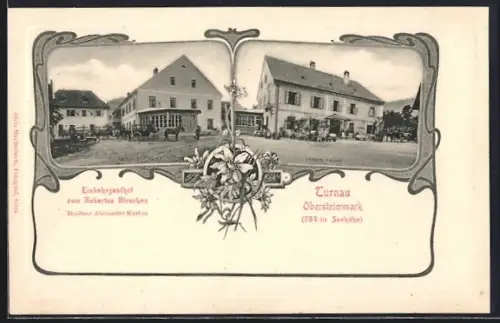 AK Turnau /Obersteiermark, Einkehrgasthof zum Hubertus Hirschen, Bes. Alexander Karlon