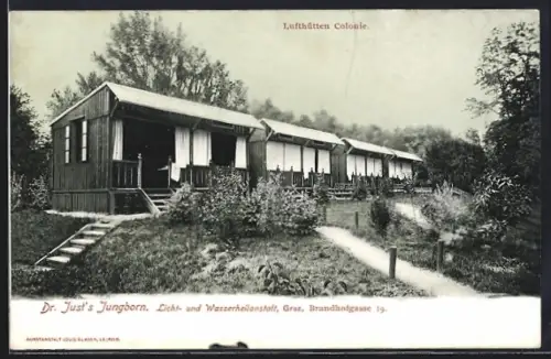 AK Graz, Dr. Just's Jungborn Licht- und Wasserheilanstalt, Lufthütten-Colonie