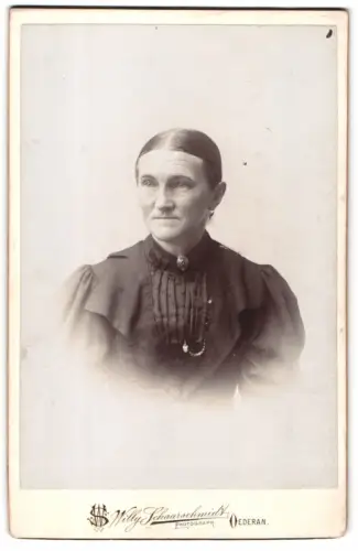 Fotografie Willy Schaarschmidt, Oederan, Freibergerstrasse 12, Porträt einer älteren Dame im Jahre 1896