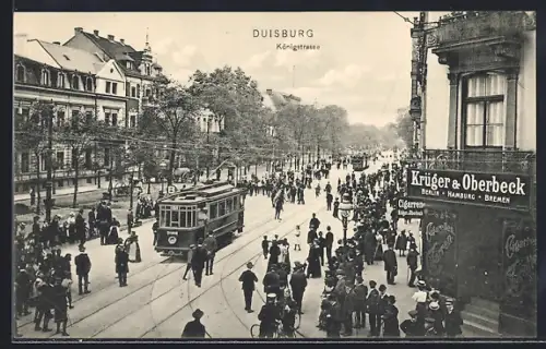 AK Duisburg, Königstrasse, Strassenbahn