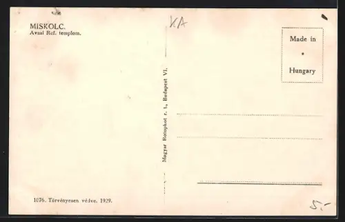 AK Miskolc, Avasi Ref. templom