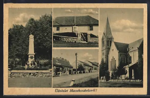 AK Mecsekszabolcs, Denkmal, Strassenpartie, Kirche