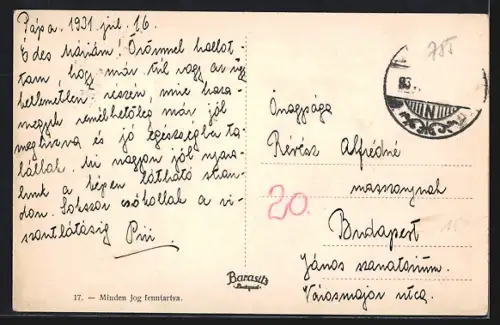 AK Pápa, Strand, Gebäudeansicht