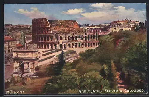 Künstler-AK Roma, anfiteatro Flavio o colosseo