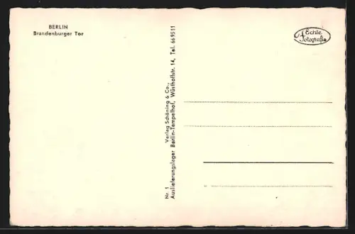AK Berlin, Brandenburger Tor, Frontansicht