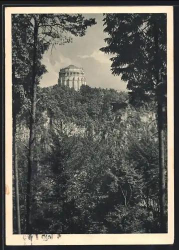 AK Regensburg, Befreiungshalle, aus der Ferne gesehen