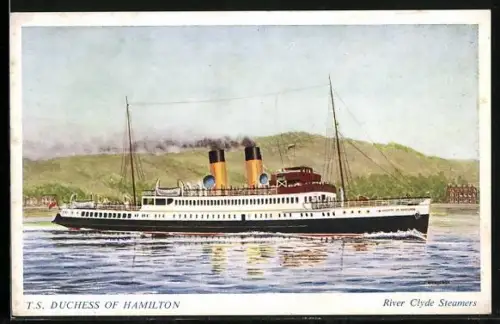 AK Passagierschiff TS Duchess of Hamilton auf See