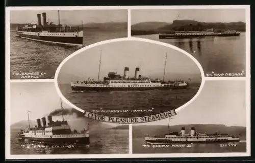 AK Passagierschiffe Duchess of Hamilton, Queen Mary II, King George, Saint Columba, Queen of Argyll