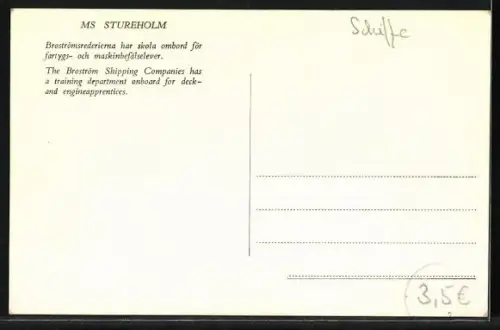 AK Handelsschiff MS Stureholm auf See