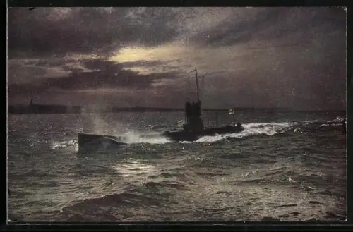 AK Deutsches U-Boot in voller Fahrt