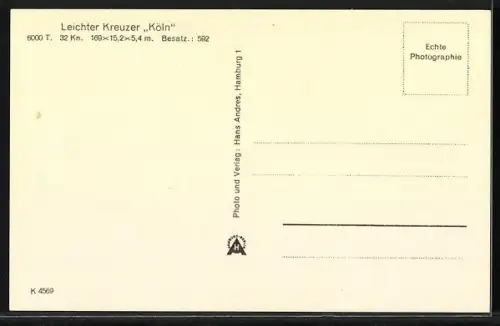 AK Leichter Kreuzer Köln der Kriegsmarine