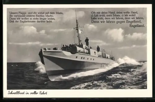 AK Schnellboot der Kriegsmarine in voller Fahrt