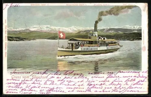 AK Dampfer Waedensweil in Fahrt auf dem Zürichsee
