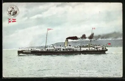 AK Passagierschiff SS Connemara, L. & N. W. R., Holyhead & Greenore Service
