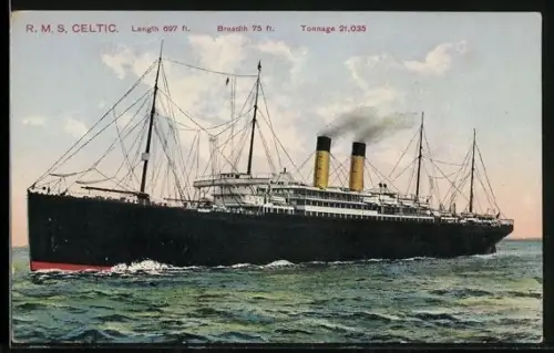 AK Passagierschiff RMS Celtic in Fahrt