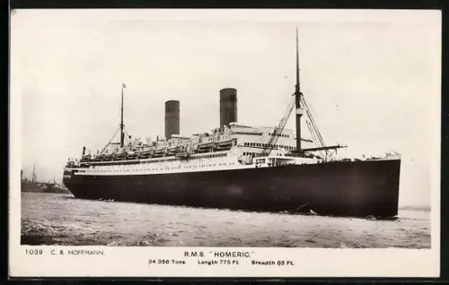 AK Passagierschiff RMS Homeric auf See