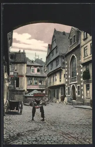 AK Alt-Frankfurt, Hainerhof mit Restaurant durch Tor gesehen