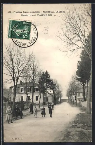 AK Montreux-Château, Restaurant Pagnard à la frontière franco-alsacienne