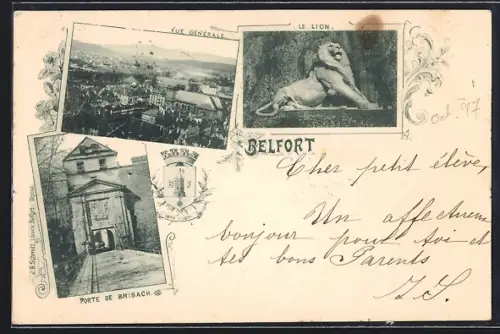 AK Belfort, Vue générale, Le Lion et Porte de Brisach