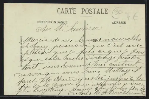 AK Delle, Rue de la Gare à la frontière franco-suisse avec passants et calèche