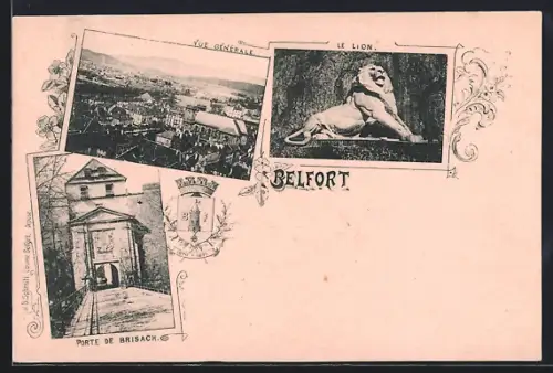 AK Belfort, Vue générale, le Lion et la Porte de Brisach