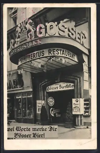 AK Wien, Gösser Hubertus Restaurant R. Schlick, Mariahilferstrasse 49, Eingang