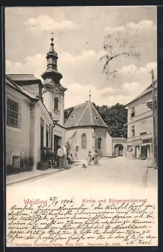 AK Weidling, Kirche und Bürgermeisteramt, Strassenpartie