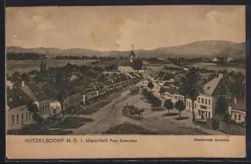 AK Eckartsau, Witzelsdorf mit Blick zur Kirche