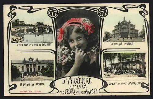AK Auxerre, Vieux Pont, Marché couvert, Palais de Justice et Chalet du Sport