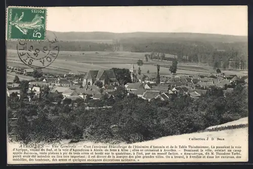 AK Avrolles, Vue générale du village avec la campagne environnante