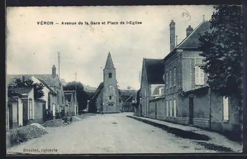 AK Véron, Avenue de la Gare et Place de l`Église
