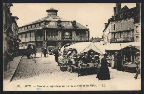 AK Sens, Place de la République un jour de marché et les halles