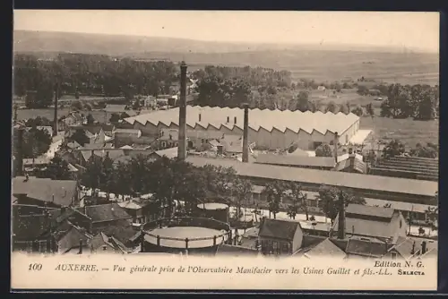 AK Auxerre, Vue générale vers les Usines Guillet et fils depuis l`Observatoire Manifacier