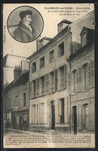 AK Villeneuve-sur-Yonne, Maison habitée par le philologue Joubert, rue du Pont, n°13
