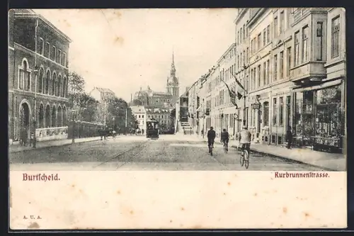 AK Burtscheid, Strassenbahn in der Kurbrunnenstrasse