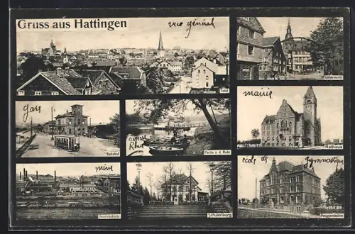 AK Hattingen / Ruhr, Bahnhof, Ruhrpartie, Heinrichshütte, Teilansicht