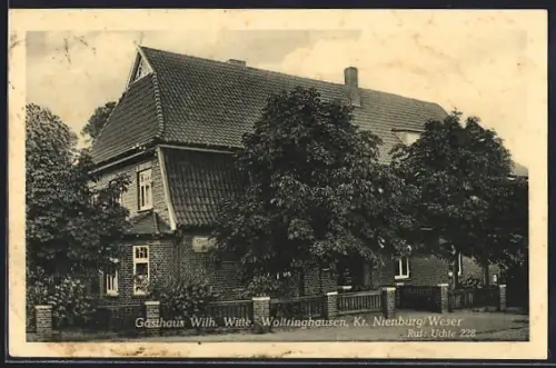 AK Woltringhausen /Nienburg, Gasthaus Wilh. Witte, von der Strasse gesehen