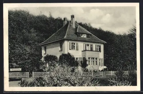 AK Salzderhelden, Hotel-Kurhaus Rosenplänter mit Terrasse, Panorama