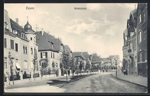 AK Essen, Moltkestrasse mit Villen und Allee-Promenade