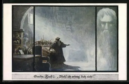 Künstler-AK Ernst Kutzer: Goethe, Faust I., Weh! ich ertrag` dich nicht!