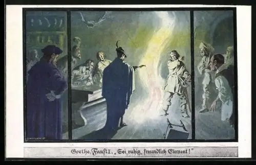 Künstler-AK Ernst Kutzer: Goethe, Faust I. Sei ruhig, freundlich Element !