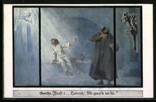 Künstler-AK Ernst Kutzer: Goethe, Faust I. Heinrich ! Mir graut`s vor dir