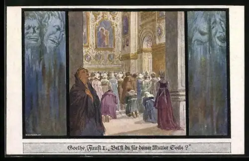 Künstler-AK Ernst Kutzer: Goethe, Faust I: Bet`st du für deiner Mutter Seele ?