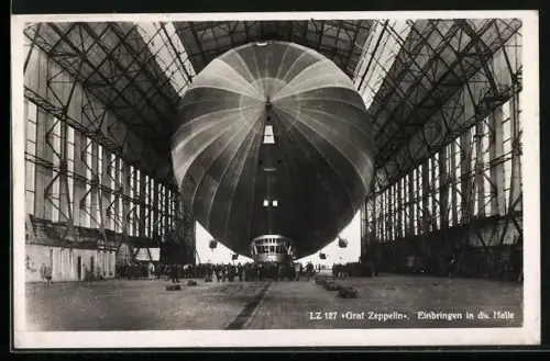 AK Zeppelin, Einbringen des Luftschiffs Graf Zeppelin LZ 127 in die Halle