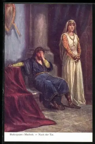 Künstler-AK Macbeth, Nach der Tat, William Shakespeare