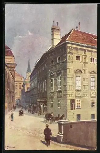 Künstler-AK Rudolf Preuss: Wien, Augustinerstrasse mit Blick zur Augustinerkirche