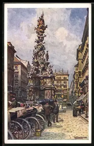 Künstler-AK Ernst Graner: Wien, Graben mit Dreifaltigkeitssäule