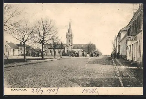 AK Borgholm, Ortspartie mit Marktplatz, Konditorei und Café