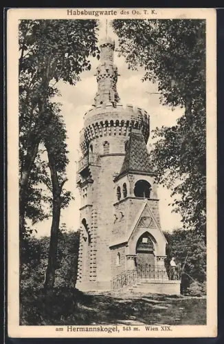 AK Wien, Hermannskogel, Habsburgwarte des Oe. T. K.